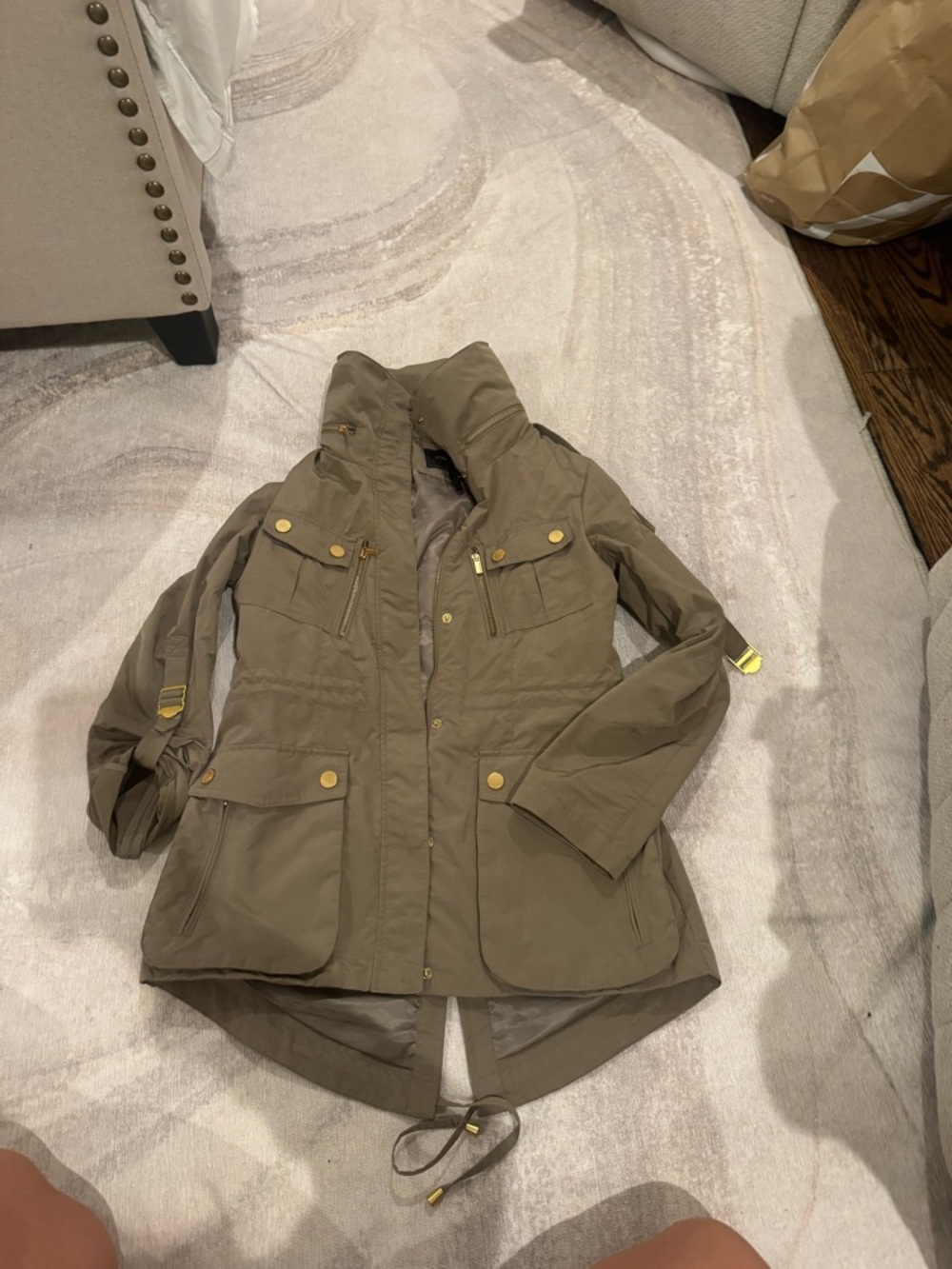 BCBGMaxAzria Taupe Trench-Style Jacket